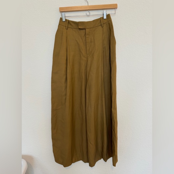 Partow Pants - Partow Trousers Jimson Linen Blend Wide Leg Pleated Brown Size 4